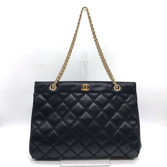 Chanel Leather Bicolore Double Chain Tote Bag - Picture 1 of 5